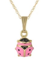 outstanding teeny pink ladybug gold baby necklace